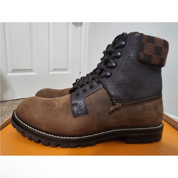 Louis Vuitton suede boot shoe size 10 lv us 11 made in Italy damier print winter - Picture 4 of 13
